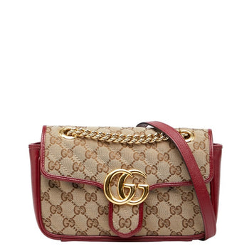 Gucci Gg Marmont Quilted Chain Shoulder Bag 446744 Beige