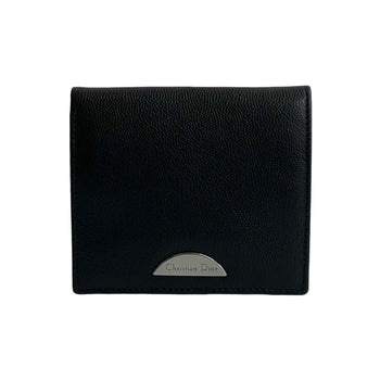 Christian Dior Logo Hardware Leather Genuine Bifold Mini Wallet Black 29110