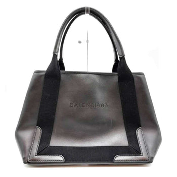 Balenciaga Navy Cabas S Size Black Leather Handbag Tote Bag Punching 339933