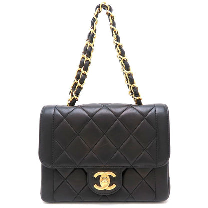 Chanel Matelasse Chain Mini Handbag In Black Lambskin
