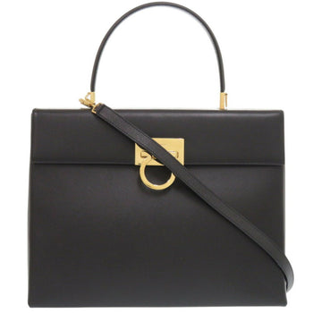 Salvatore Ferragamo Gancini Dy-21 8791 Leather Black Handbag 1410Salvatore
