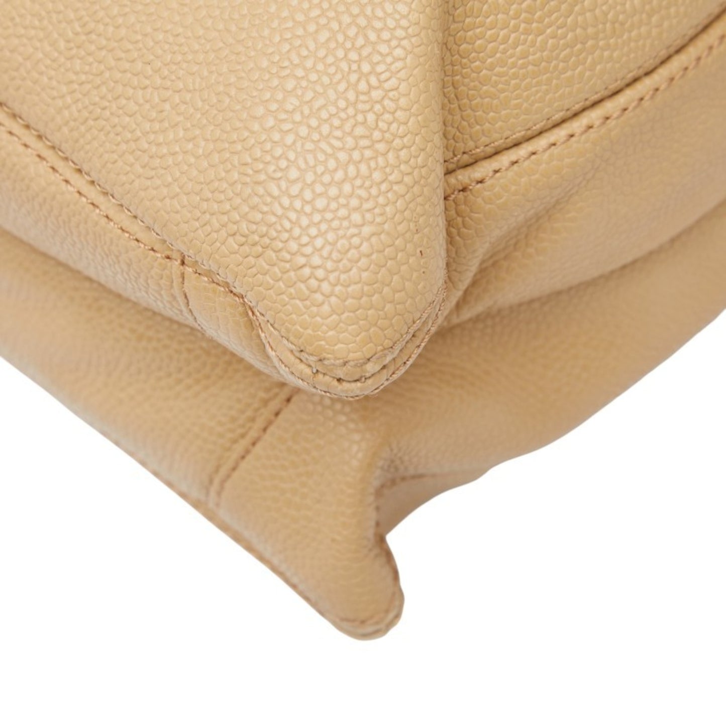 Chanel Coco Mark Tote Bag Handbag Beige Caviar Skin