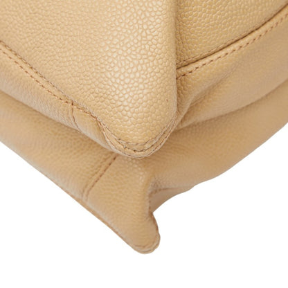 Chanel Coco Mark Tote Bag Handbag Beige Caviar Skin