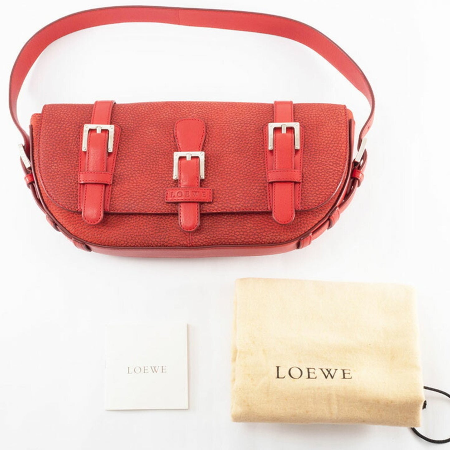 Loewe Senda Handbag In Red Leather