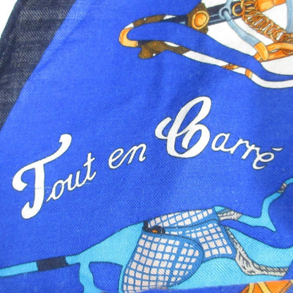 Hermes Tout En Carre "It'S All In The Carr" Lozenge Deformed Diamond Scarf/Muffler Blue
