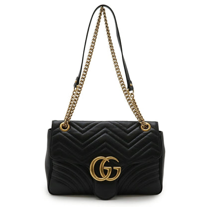 Gucci Gg Marmont Chain Shoulder Bag Pochette In Quilted Leather