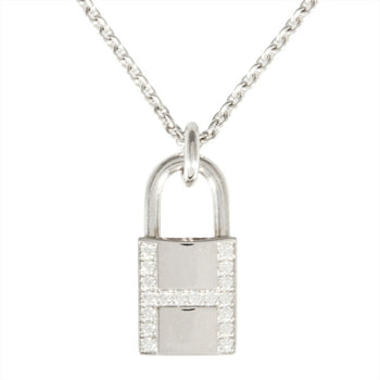 Hermes Herms Amulet Cadena Necklace 18K White Gold 9.4G Diamond