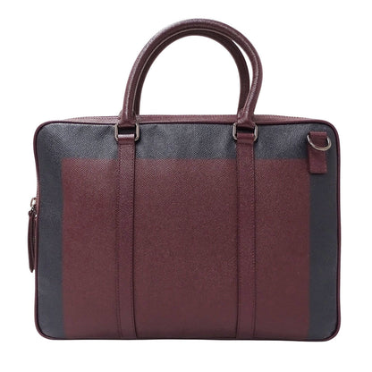 Burberry Men'S Leather Business Bag In Bordeaux And Navy. Perfect For Handbags