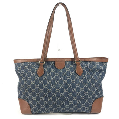 Gucci 631685 Denim Overture Ophidia Gg Medium Tote Bag Shoulder In And Leather