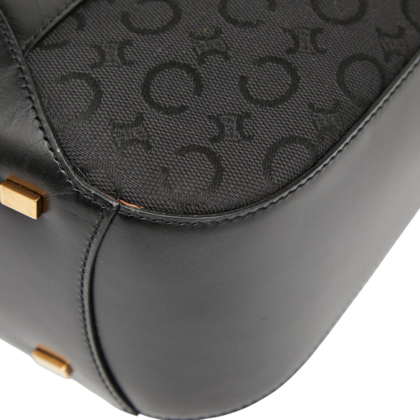 Celine C Macadam Handbag Tote Bag In Black Canvas