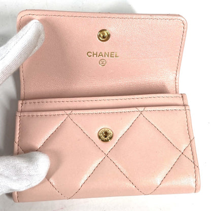 Chanel 19Th Line Cc Mark Wallet Coin Compartment Coin Purse Pink Gold