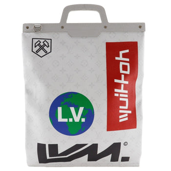Louis Vuitton Flat Vertical Tote Handbag M44627 X White Monogram Canvas 2019 Light Gray Ub2129 Type
