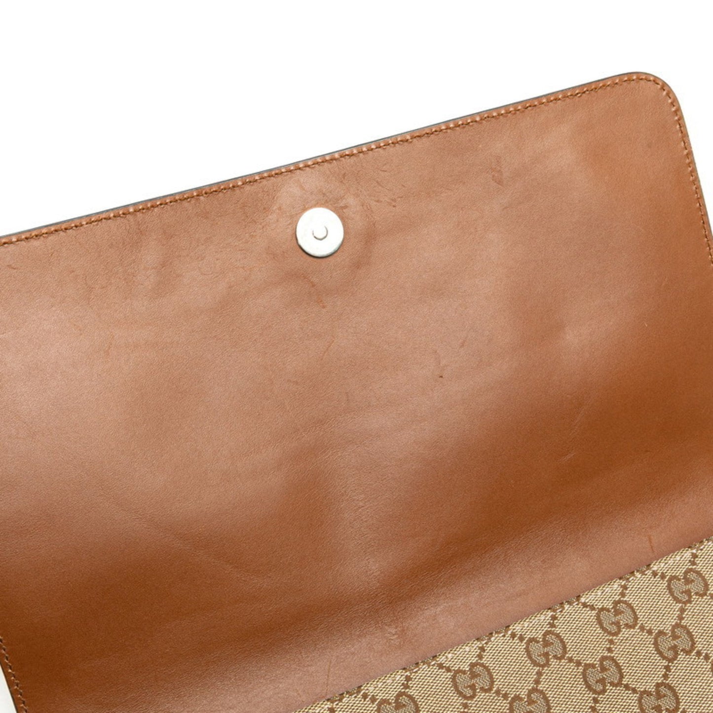 Gucci Gg Canvas Shoulder Bag 353401 Beige Brown Leather