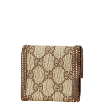 Gucci Gg Supreme Wallet/Coin Purse 030 149 0905 Beige Brown Leather