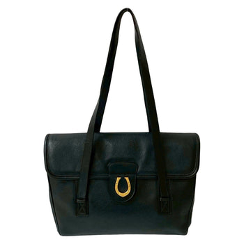 Gucci Old Gucci Horseshoe Leather Tote Bag/Semi-Shoulder Bag In Black