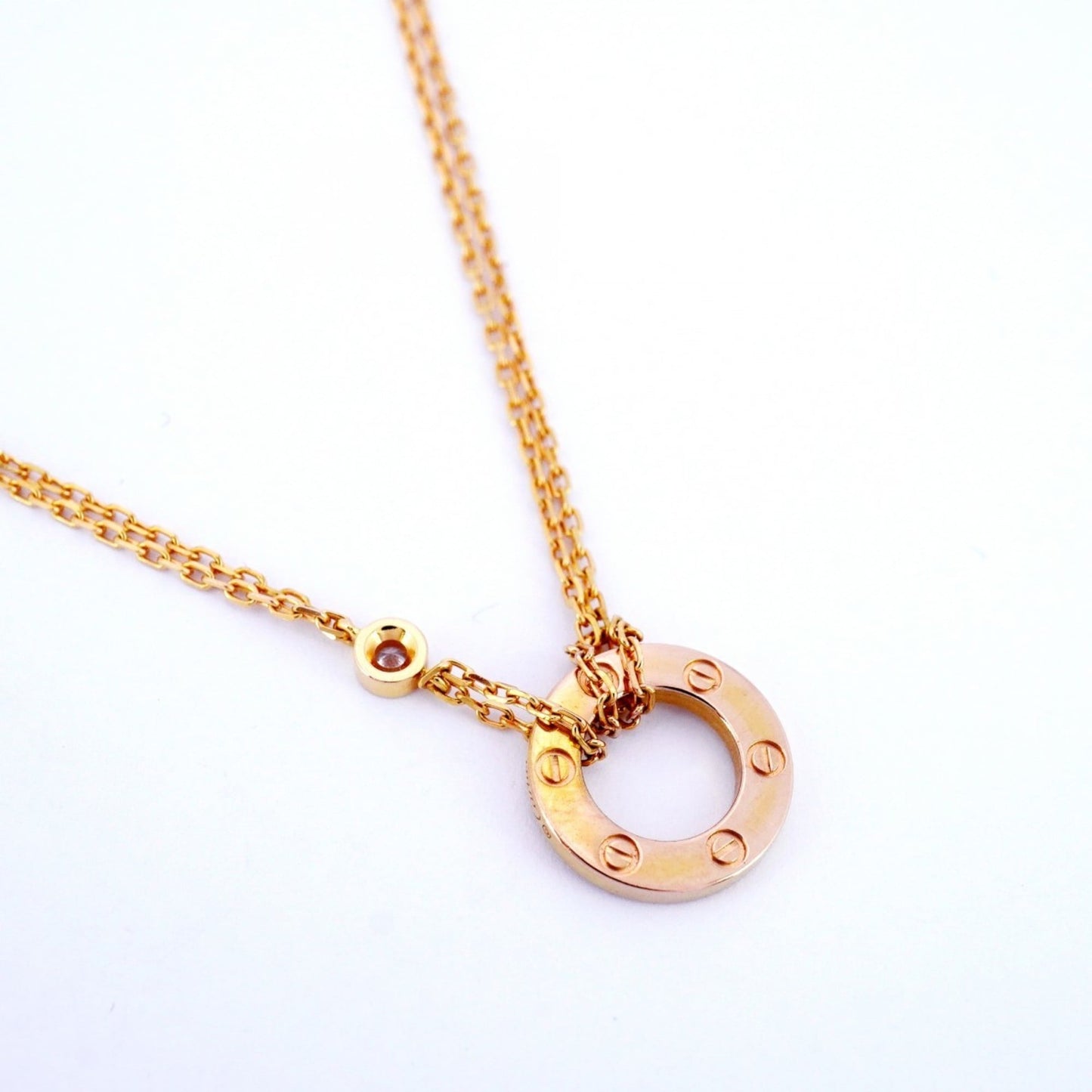 Cartier Love Circle 2Pd Necklace In 18K Pink Gold