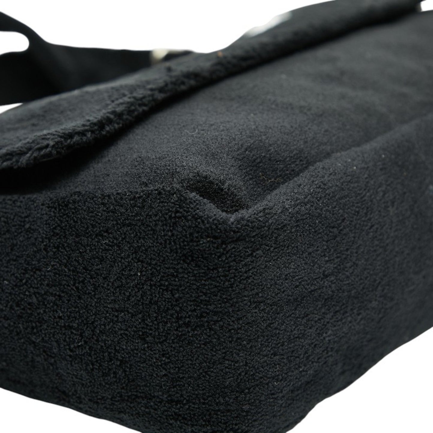 Chanel Coco Mark Novelty Crossbody Shoulder Bag In Black And White With Pile