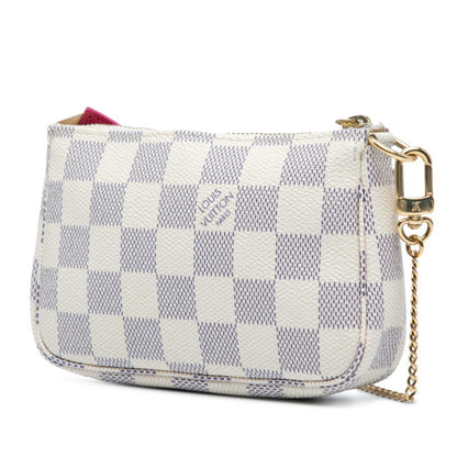 Louis Vuitton Damier Azur Vivienne Mini Pochette Accessory Pouch Handbag N60487 White Multicolor