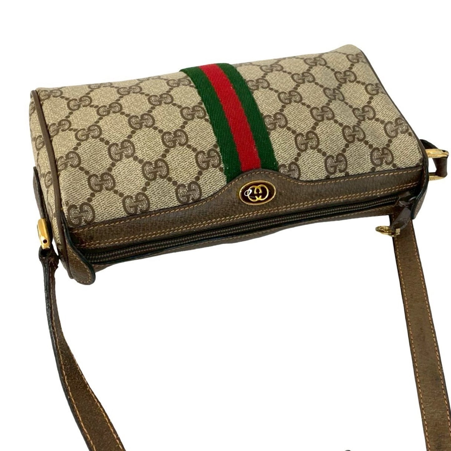 Gucci Old Gucci Vintage Sherry Line Gg Logo Hardware Leather Shoulder Bag Pochette Brown 20090