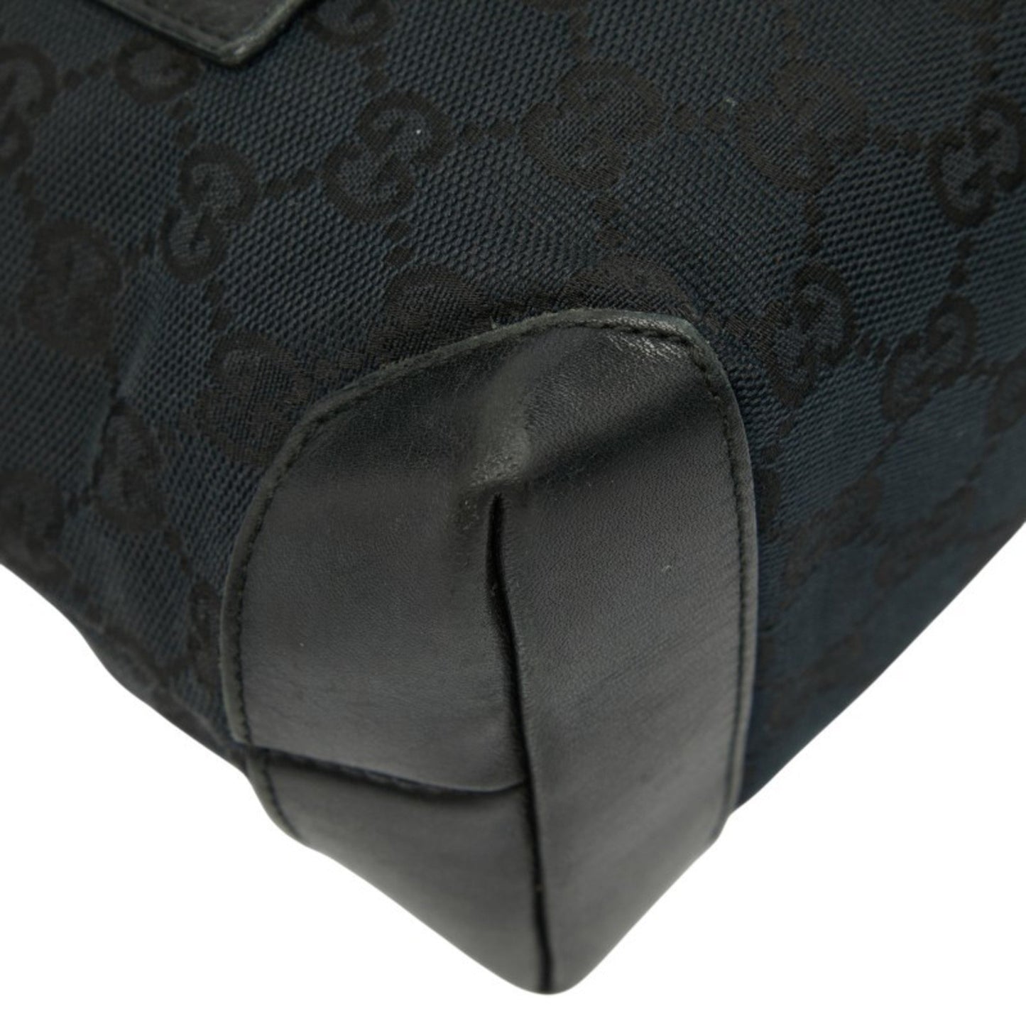 Gucci Gg Canvas Handbag 019 0402 Black Leather