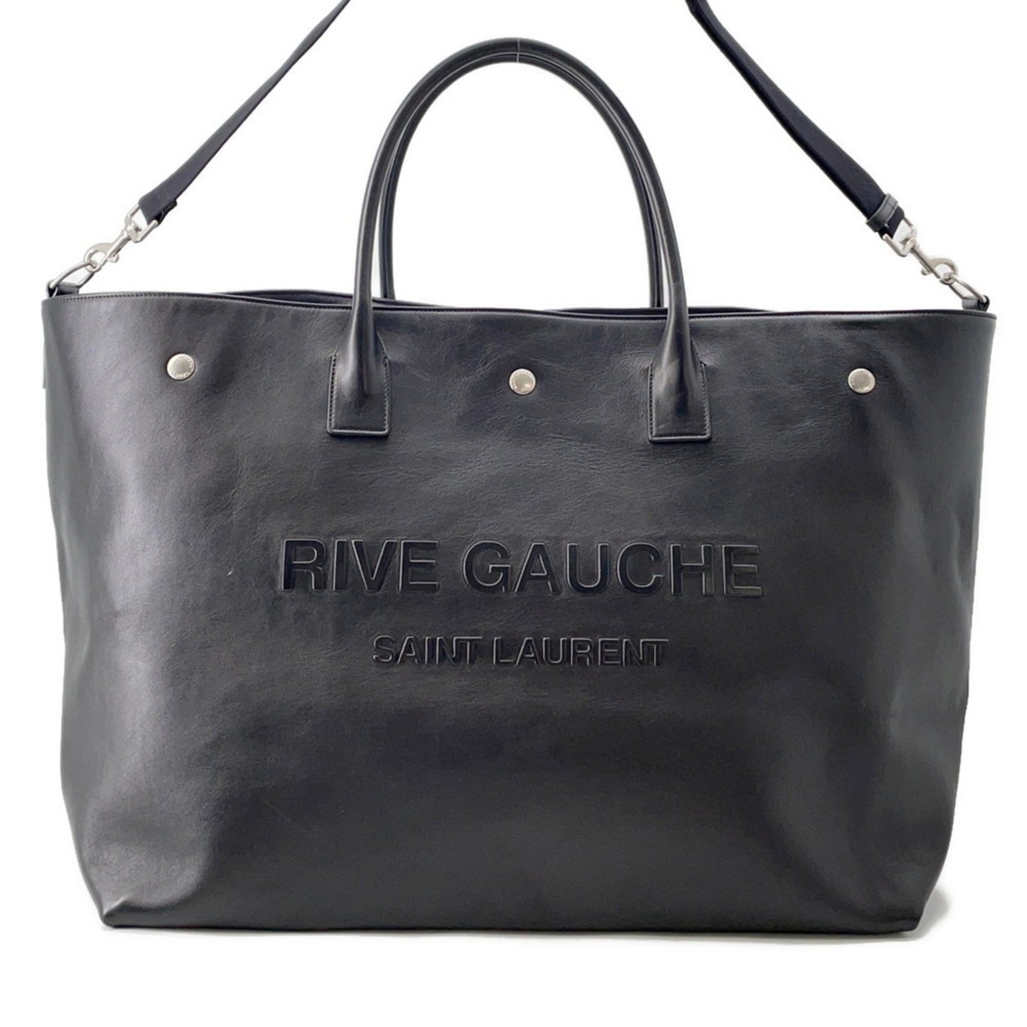 Saint Laurent Tote Bag Rive Gauche Leather 707651 Saint Laurent Paris 2Way Shoulder Black