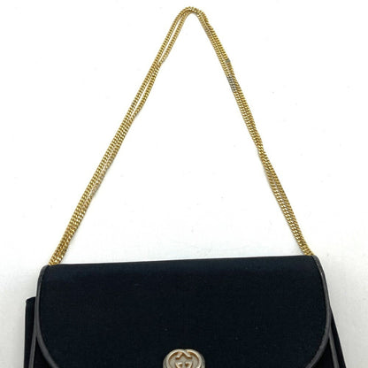 Gucci Gucci Handbag Chain Bag Canvas Black Shoulder