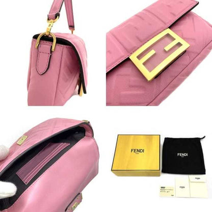 Fendi Baguette Small Pink Gold 8Bs017 Leather Gp Fendi Shoulder Bag Ff Embossed