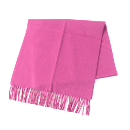 Hermes 100% Cashmere Scarf With Embroidered Logo And Fringe