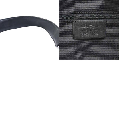 Salvatore Ferragamo Shoulder Bag Gancini Canvas Black Silver