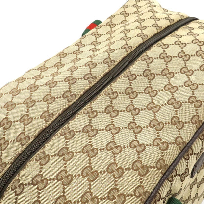Gucci Gg Canvas Sherry Line Boston Bag Shoulder Leather Khaki Beige Red Green 153240