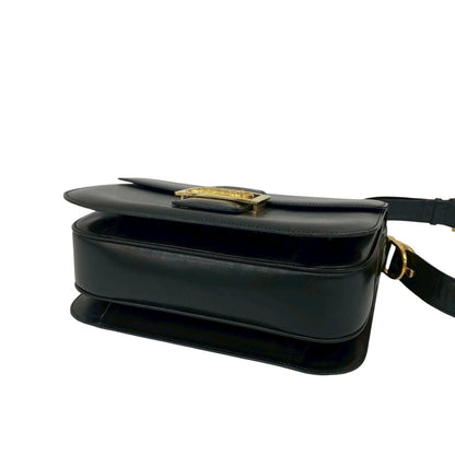 Celine Vintage Logo Horse-Drawn Carriage Hardware Calf Leather Shoulder Bag/Pochette/Sacoche Black