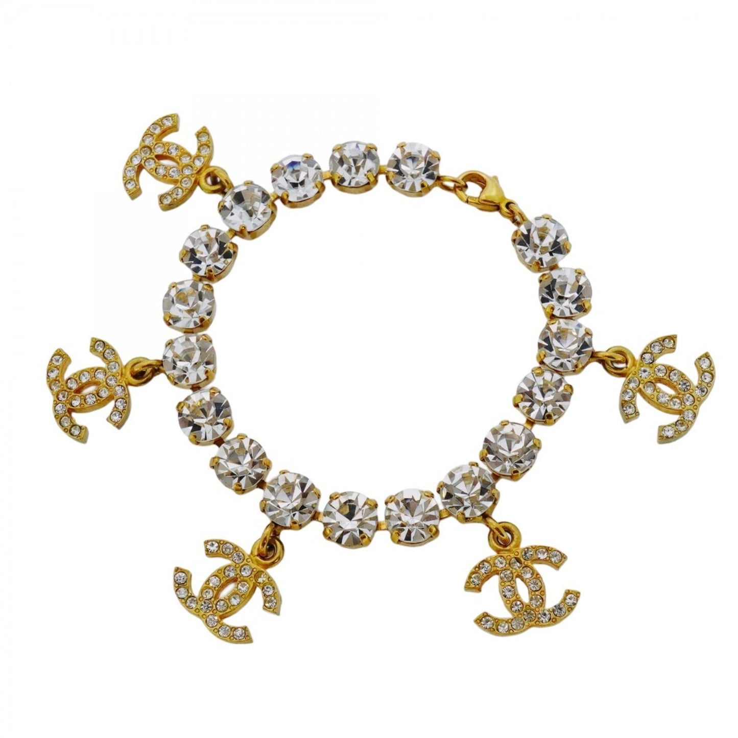 Chanel Coco Mark Bracelet With Gp Plated Rhinestones