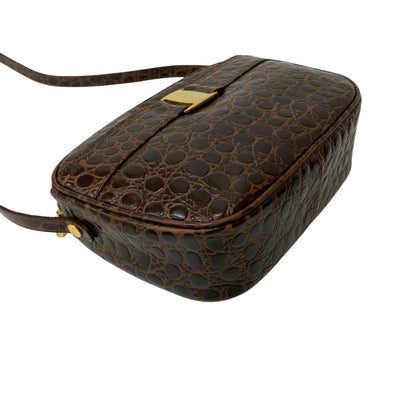 Salvatore Ferragamo Vara Shoulder Bag/Pouch With Crocodile-Embossed Leather Hardware