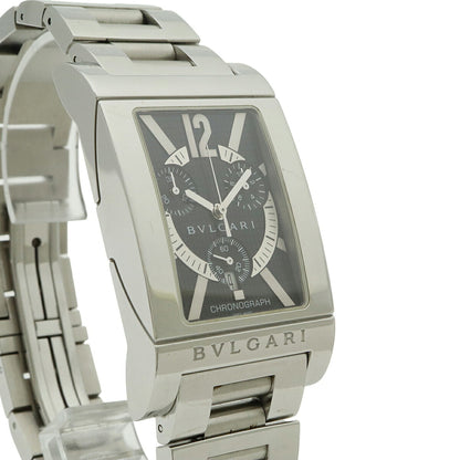 Bvlgari Rettangolo Black Dial Stainless Steel Quartz