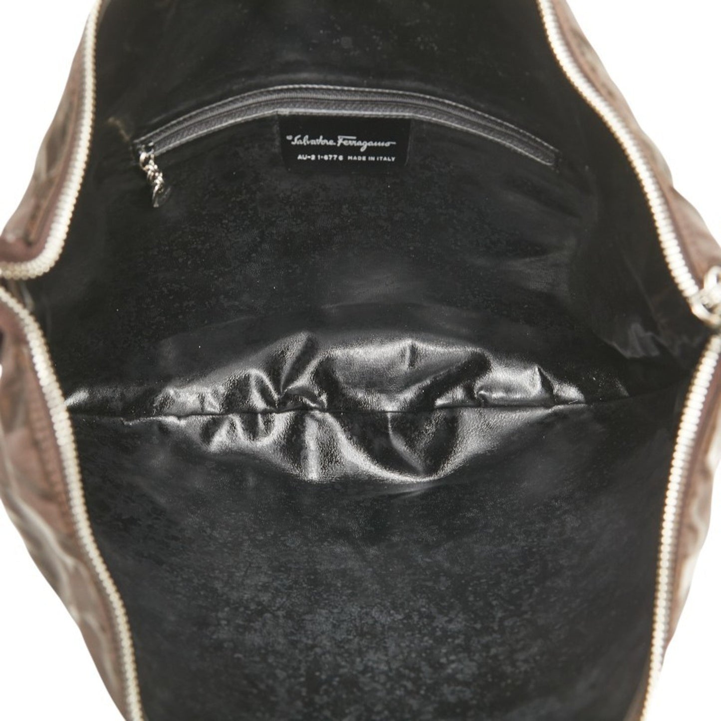 Salvatore Ferragamo One-Shoulder Bag Brown Nylon Leather