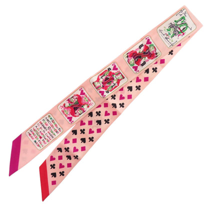 Herms Twilly Playing Cards Jeu De Cartes Silk Scarf Muffler In Rose Nacr
