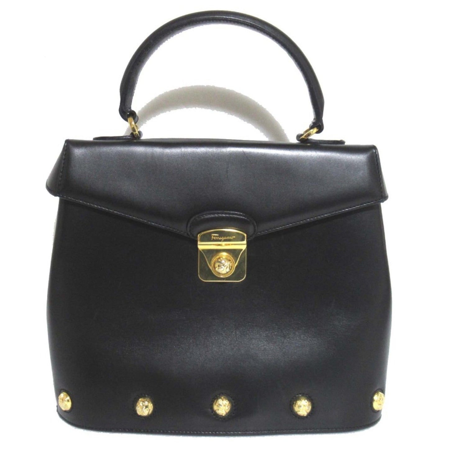 Salvatore Ferragamo Studded 2-Way Flap Shoulder Bag/Handbag In Black