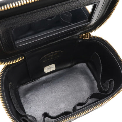 Chanel Coco Mark Vanity Bag Mini Pouch Caviar Leather Black