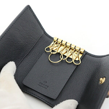 Gucci Diana Key Case Black 658636 Bamboo Leather Double G 6-Ring Unused F-04720