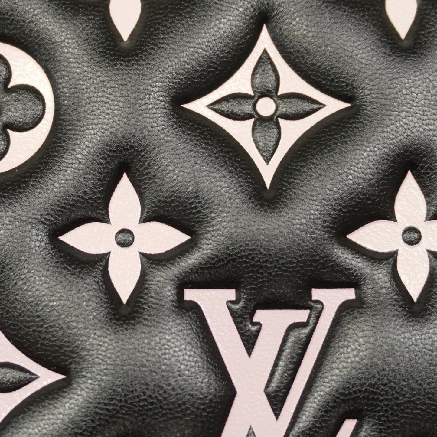Louis Vuitton Monogram Embossed Zippy Wallet M12152 Black/Pink