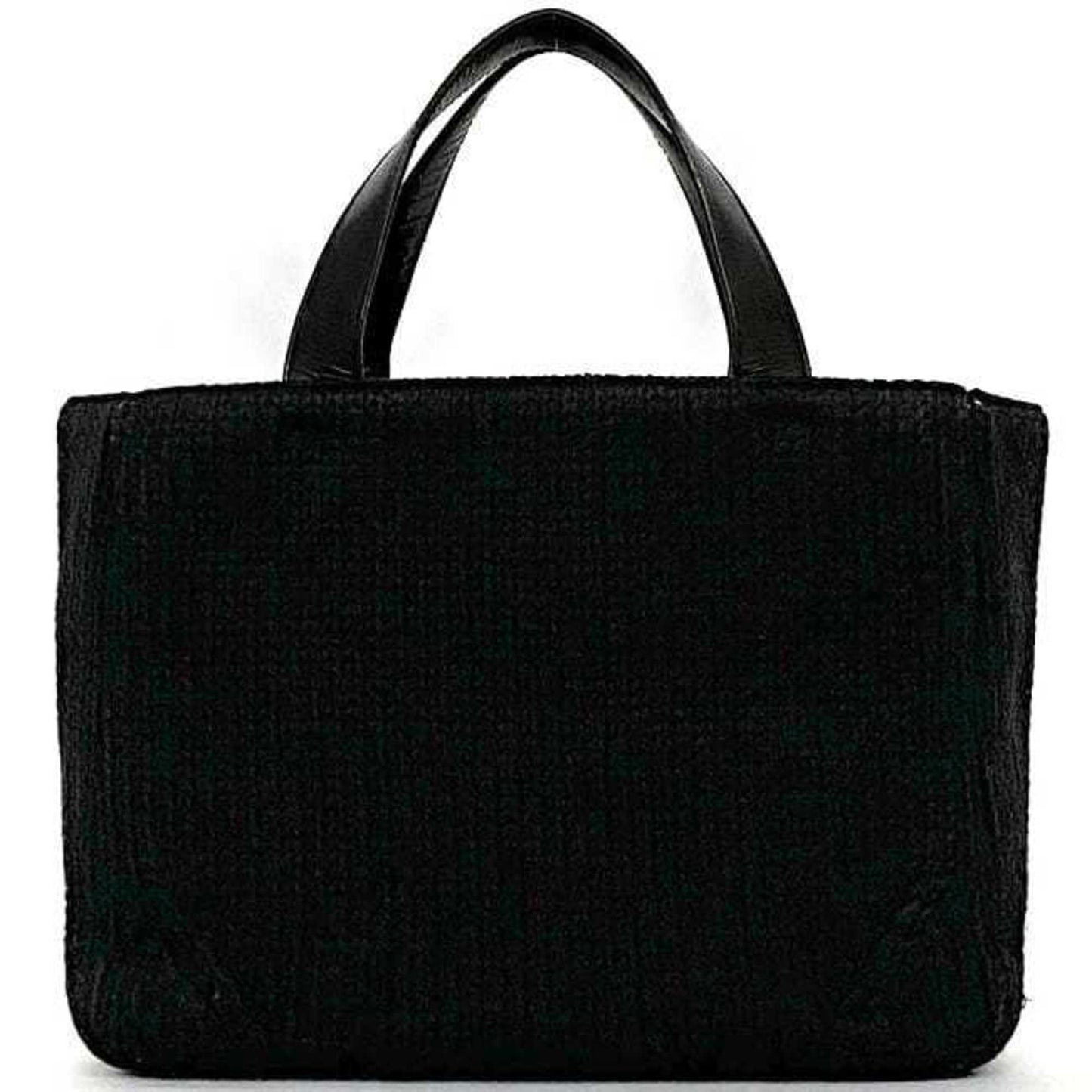 Prada Handbag Ec-22660 Black Nero Maglia Vitell B8387 Wool Leather 65 Prada Triangle Plate