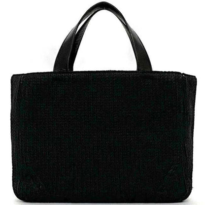 Prada Handbag Ec-22660 Black Nero Maglia Vitell B8387 Wool Leather 65 Prada Triangle Plate