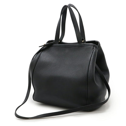 Celine Small Fold Cabas Tote Bag Shoulder Leather Black 194073