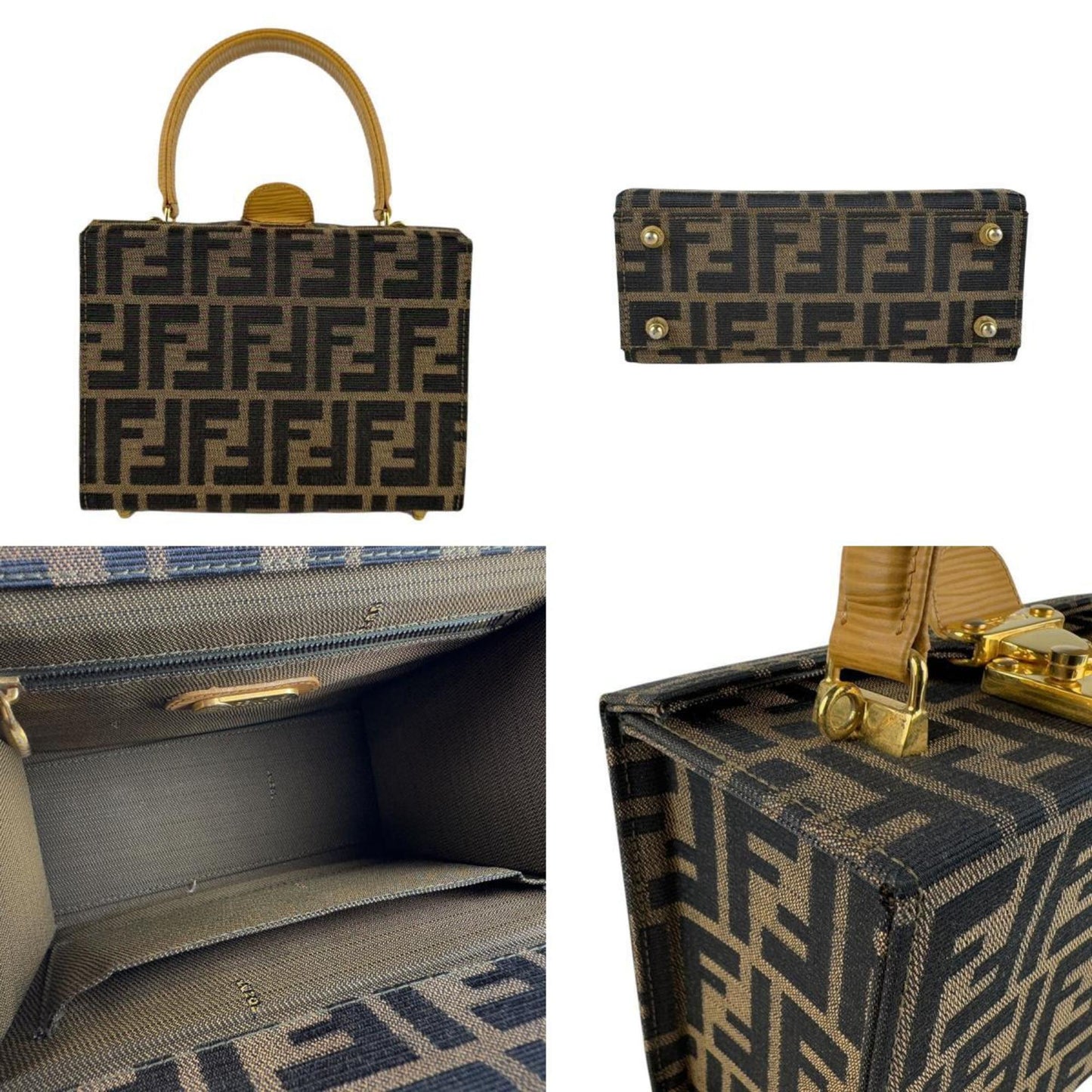 Fendi Zucca Vanity Shoulder Bag In Brown Nylon Canvas And Leather