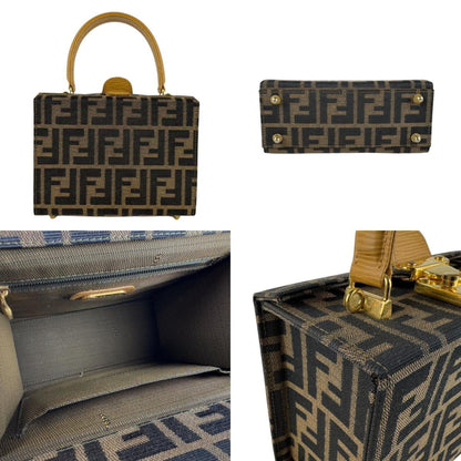 Fendi Zucca Vanity Shoulder Bag In Brown Nylon Canvas And Leather