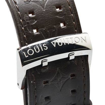 Louis Vuitton Tambour Watch Q1111 Quartz Brown Dial Stainless Steel Leather