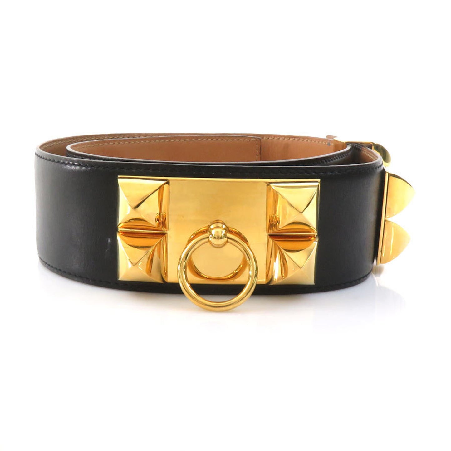 Hermes Herms Collier De Chien Box Calf Belt In Black