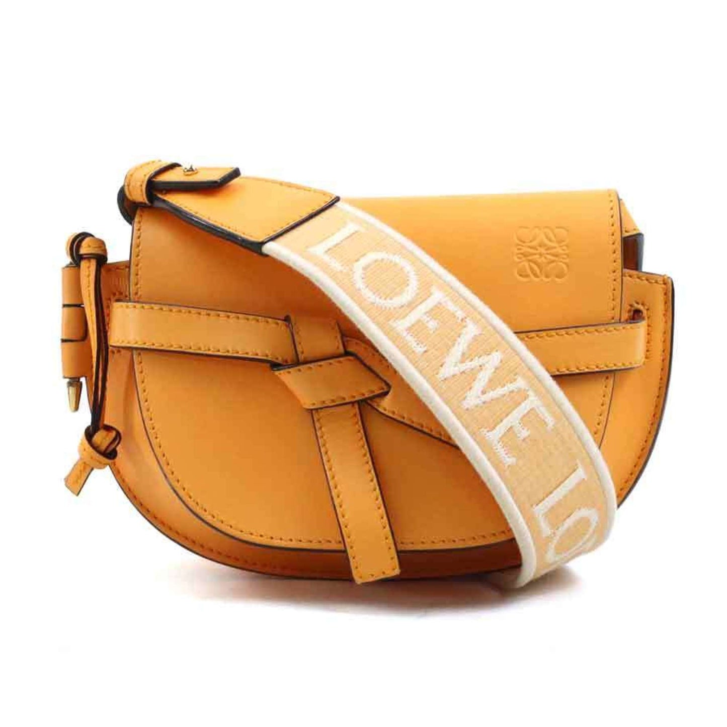 Loewe Gate Dual Mini Shoulder Bag In Orange Leather