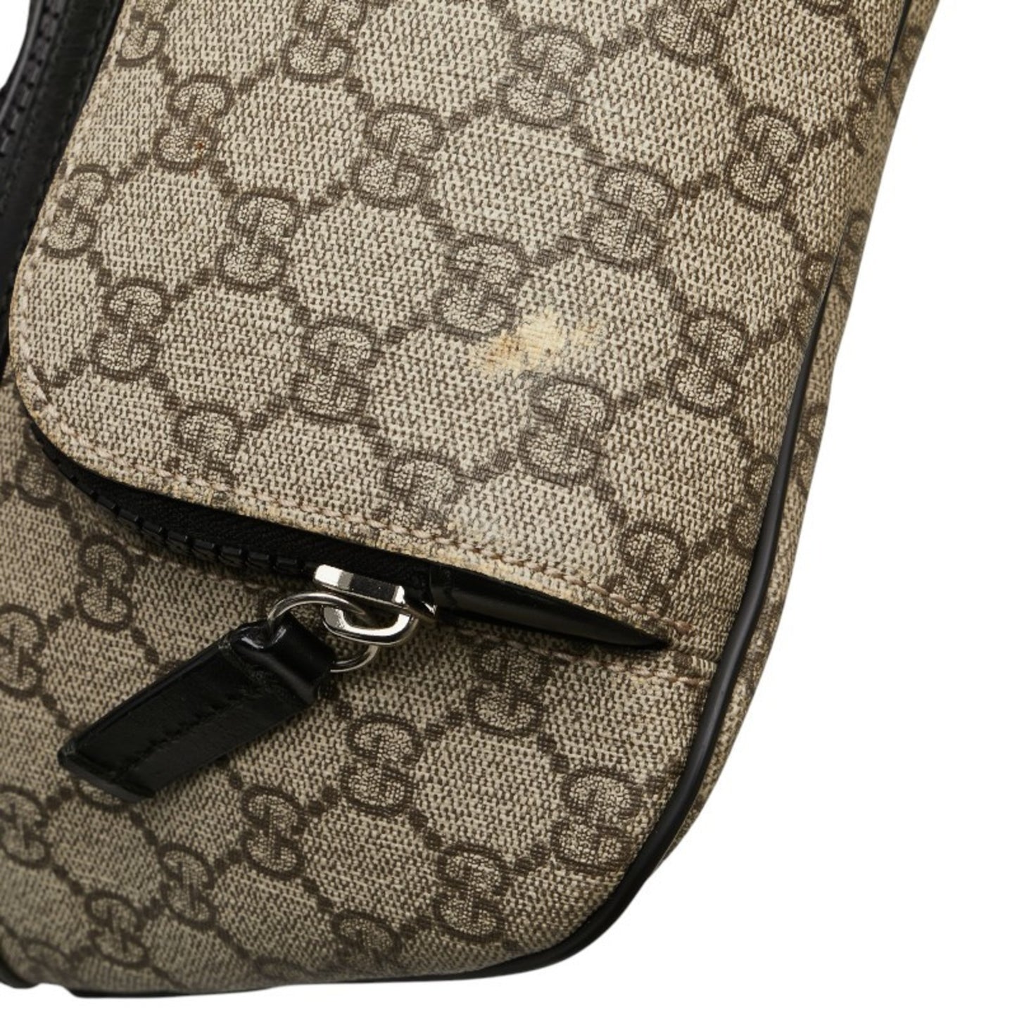 Gucci Gg Supreme Waist Bag 450946 Beige Black Leather