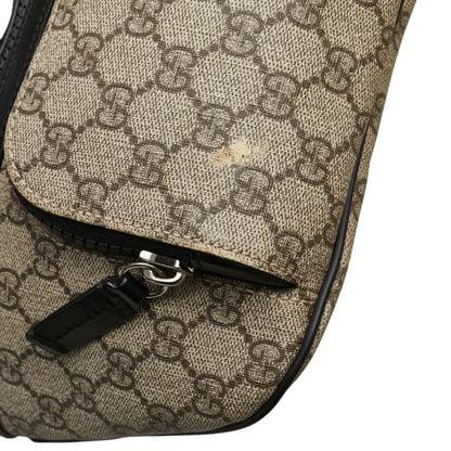 Gucci Gg Supreme Waist Bag 450946 Beige Black Leather